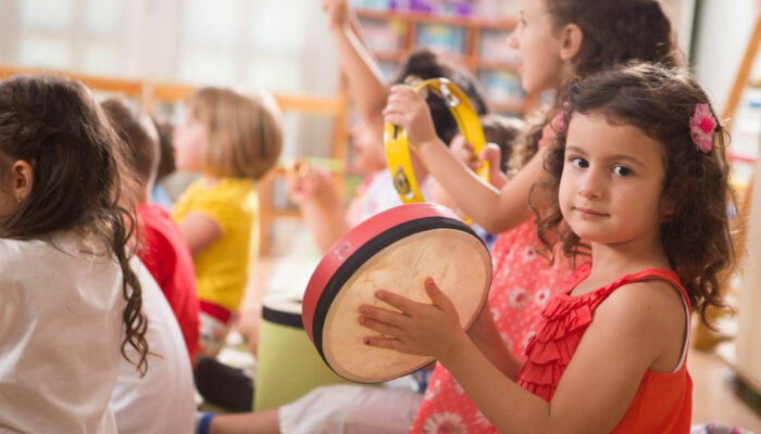 How does the Little People Musical Preschool stimulate the imagination